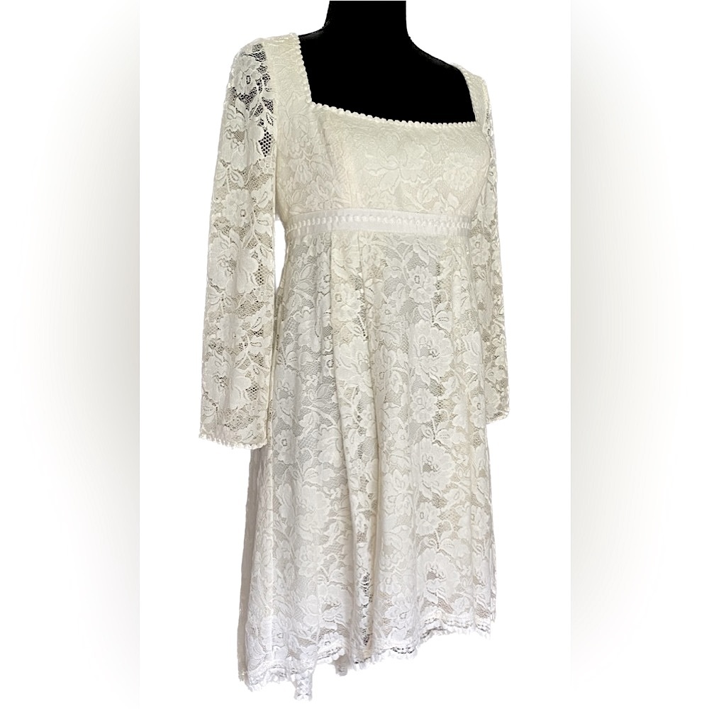 Free People White Lace Longsleeve Fairytale Dress